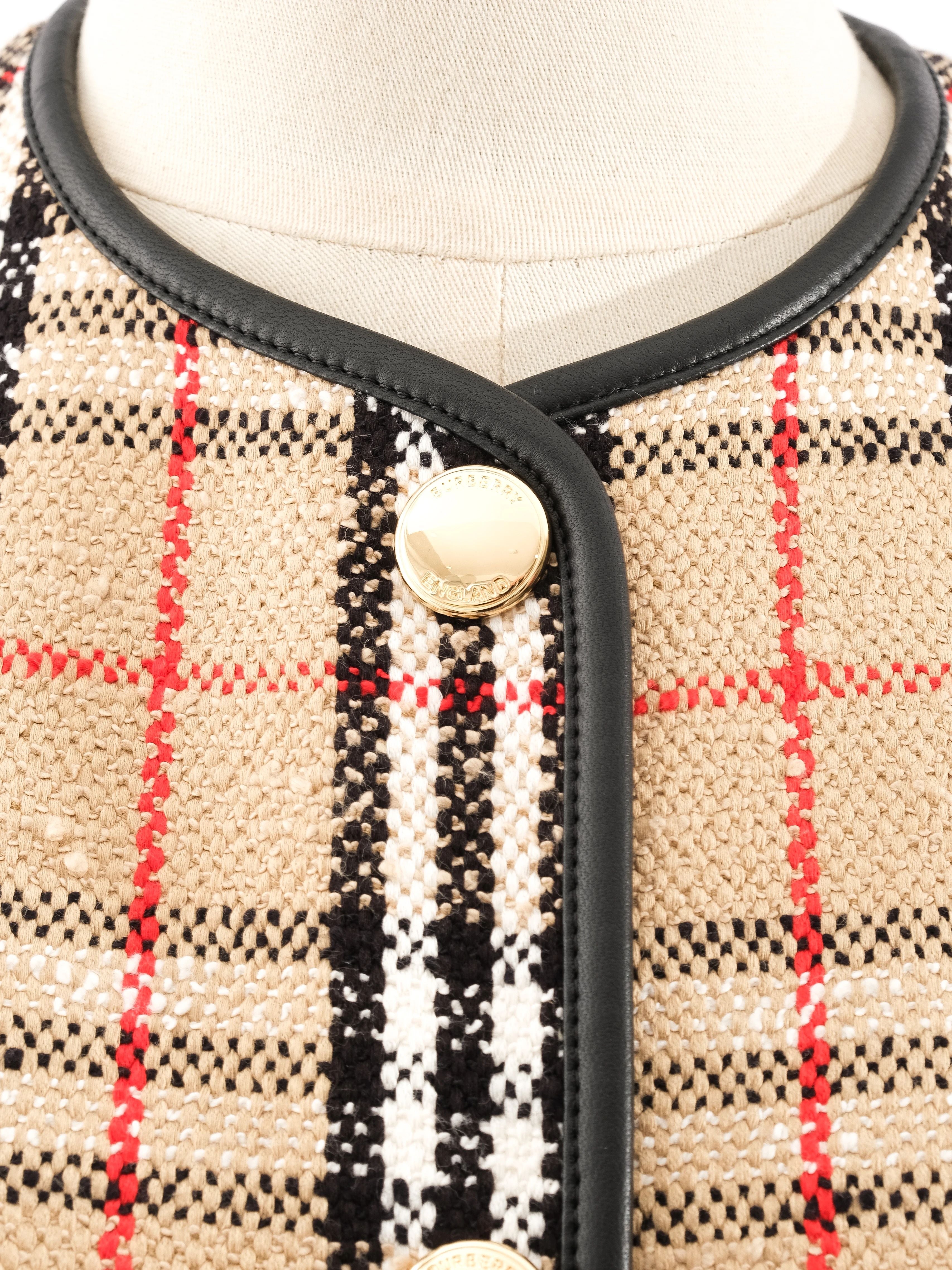 Perfect Burberry Plaid Wool Jacket Gold Buttons Size L Women