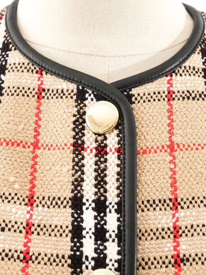 Perfect Burberry Plaid Wool Jacket Gold Buttons Size L Women