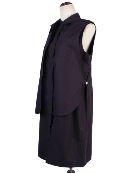 Excellent Alexander Wang Black Cotton Sleeveless Button-Up Dress