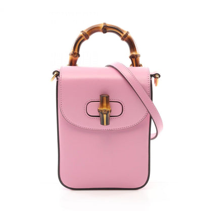 Gucci Bamboo Handbag Pink Leather 702106