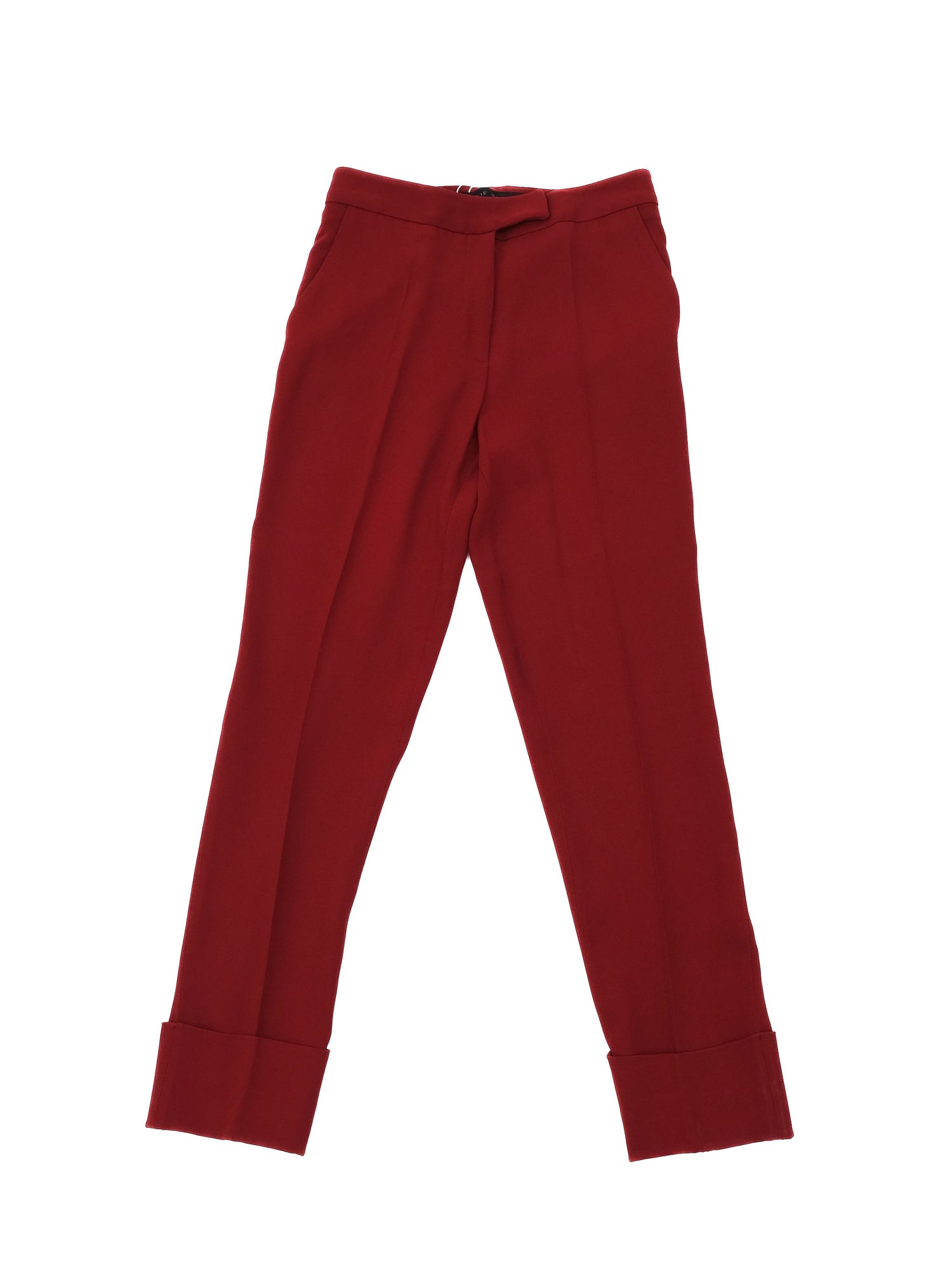 Excellent Elie Saab Red Silk Peplum Blouse Size S with Bead Embellishments