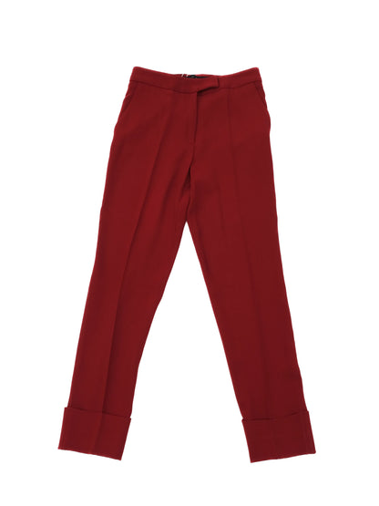 Excellent Elie Saab Red Silk Peplum Blouse Size S with Bead Embellishments