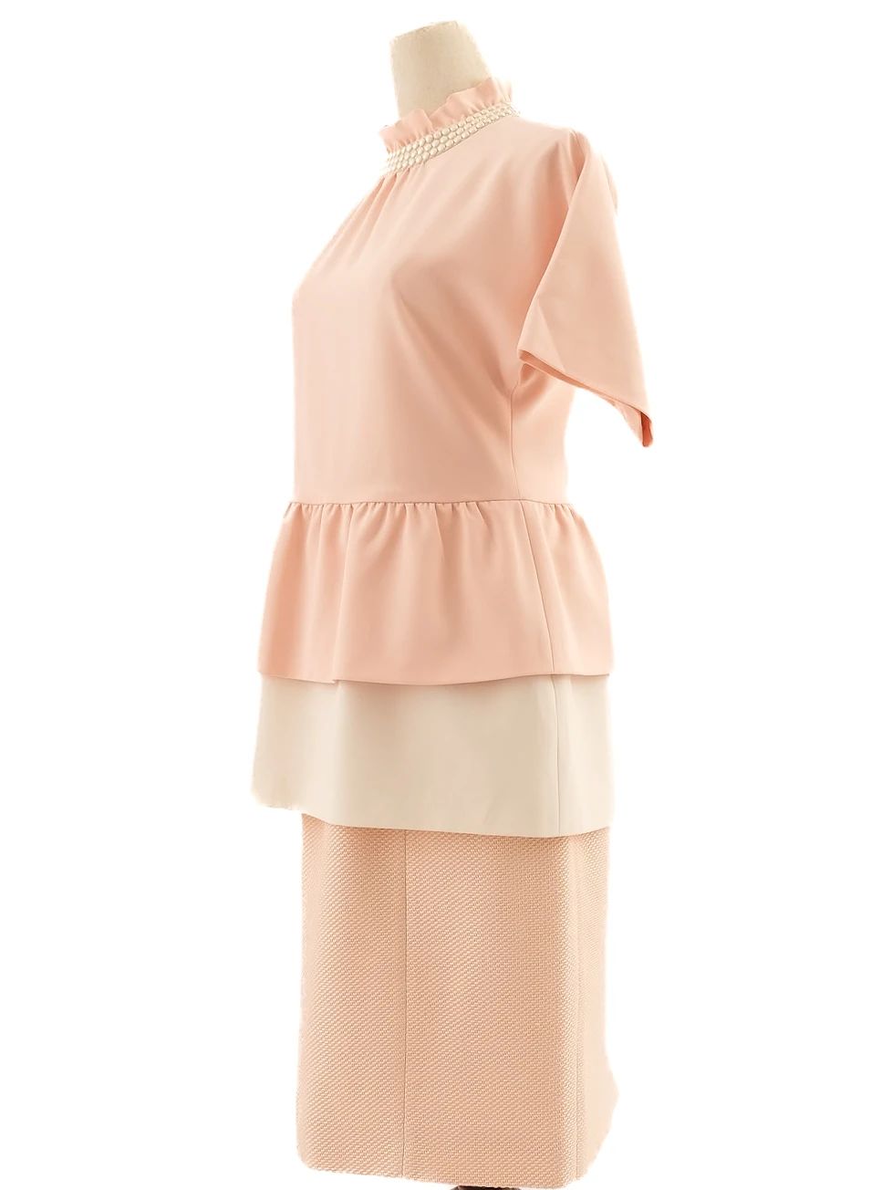Excellent Moschino Pink Peplum Top &amp; Pencil Skirt Set Size M