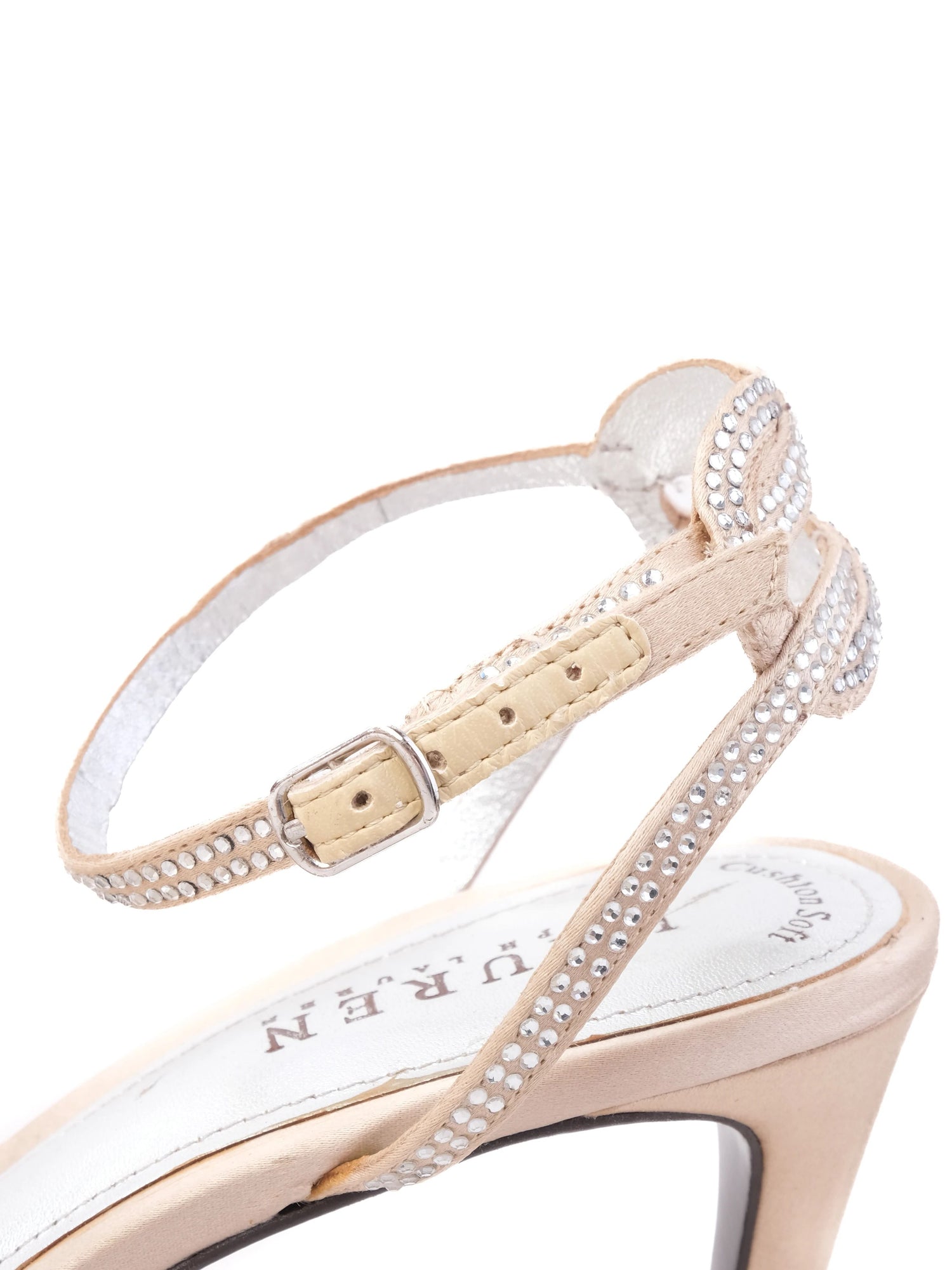 Good Ralph Lauren White Leather High-Heeled Sandals Size 39