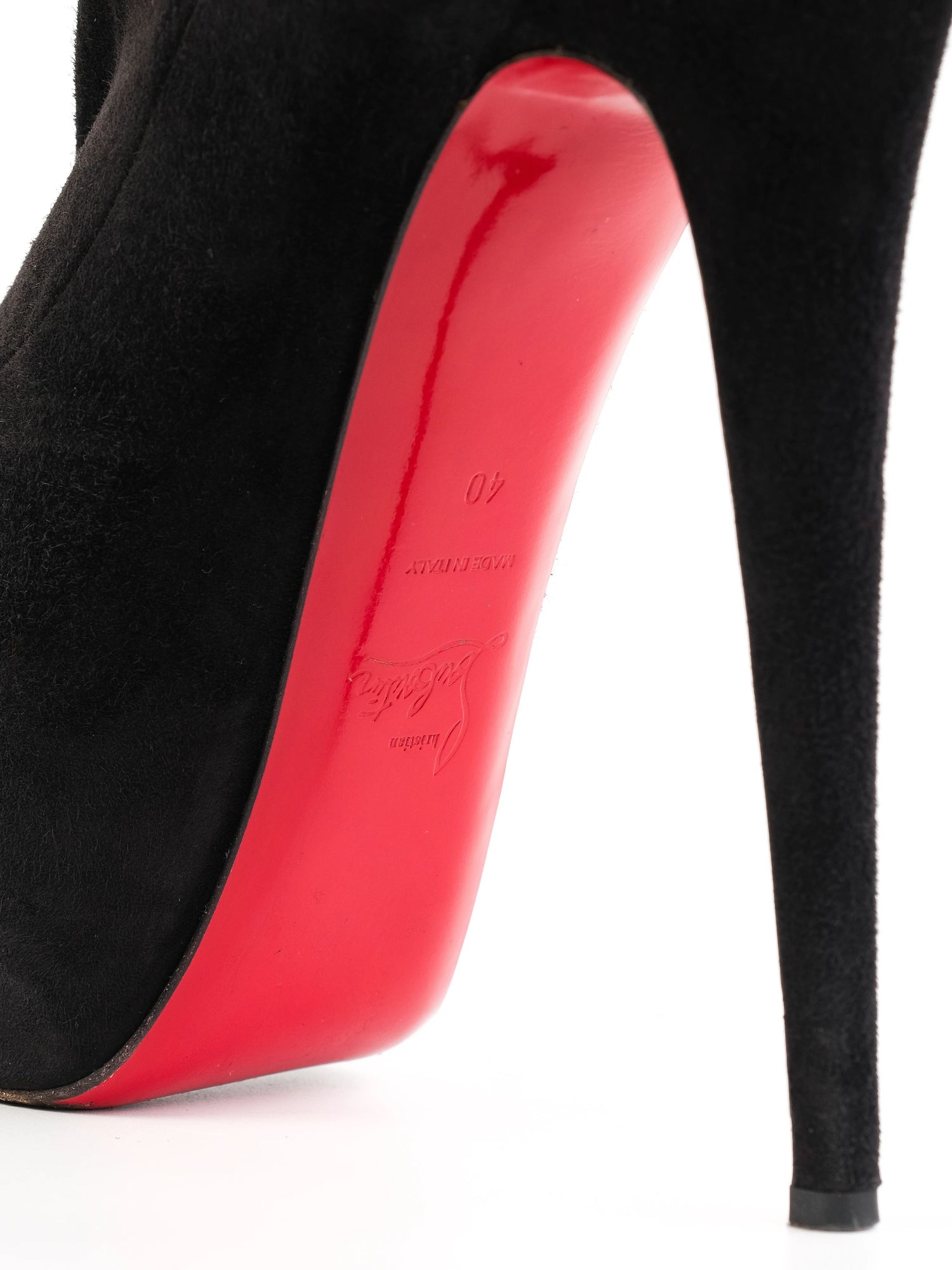 Christian Louboutin Black Leather Over-the-Knee High Heels Size 39