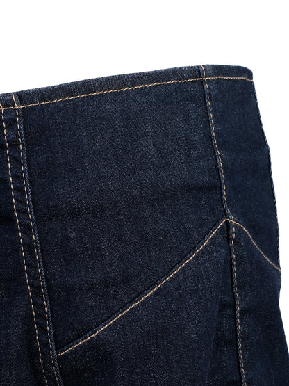 Excellent Marina Rinaldi Blue Denim Midi Skirt Cotton Size 8