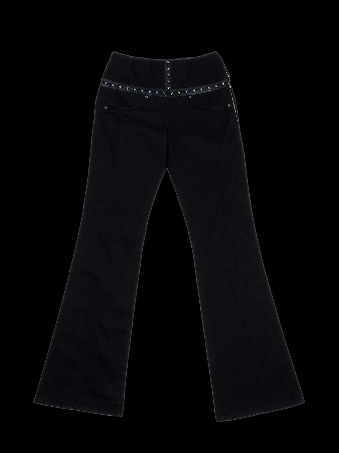 Excellent Exte Black Flared Pants with Decorative Elements WomenÕs Size