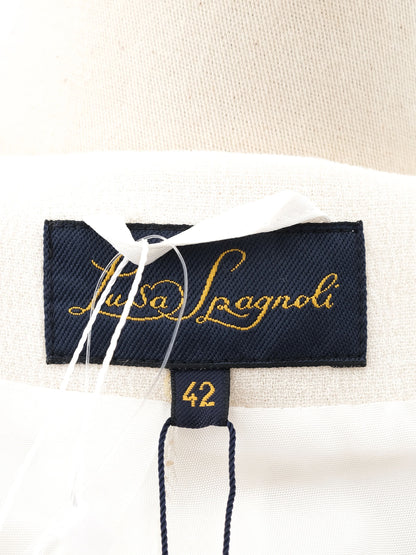 NEW Luisa Spagnoli Yellow Wool Blazer Size L with Ruffled Details