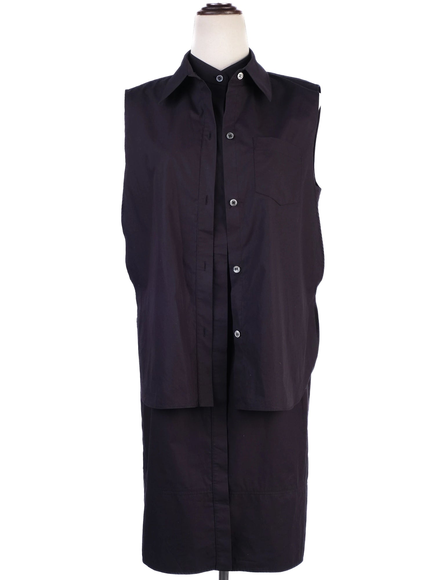 Excellent Alexander Wang Black Cotton Sleeveless Button-Up Dress