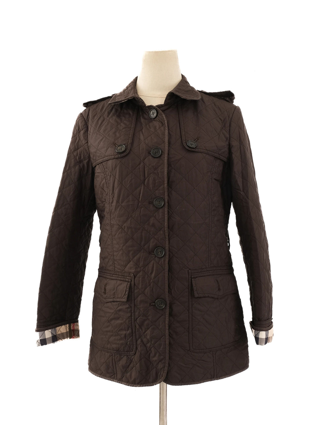 Excellent Burberry Green Nylon Quilted Jacket Size M