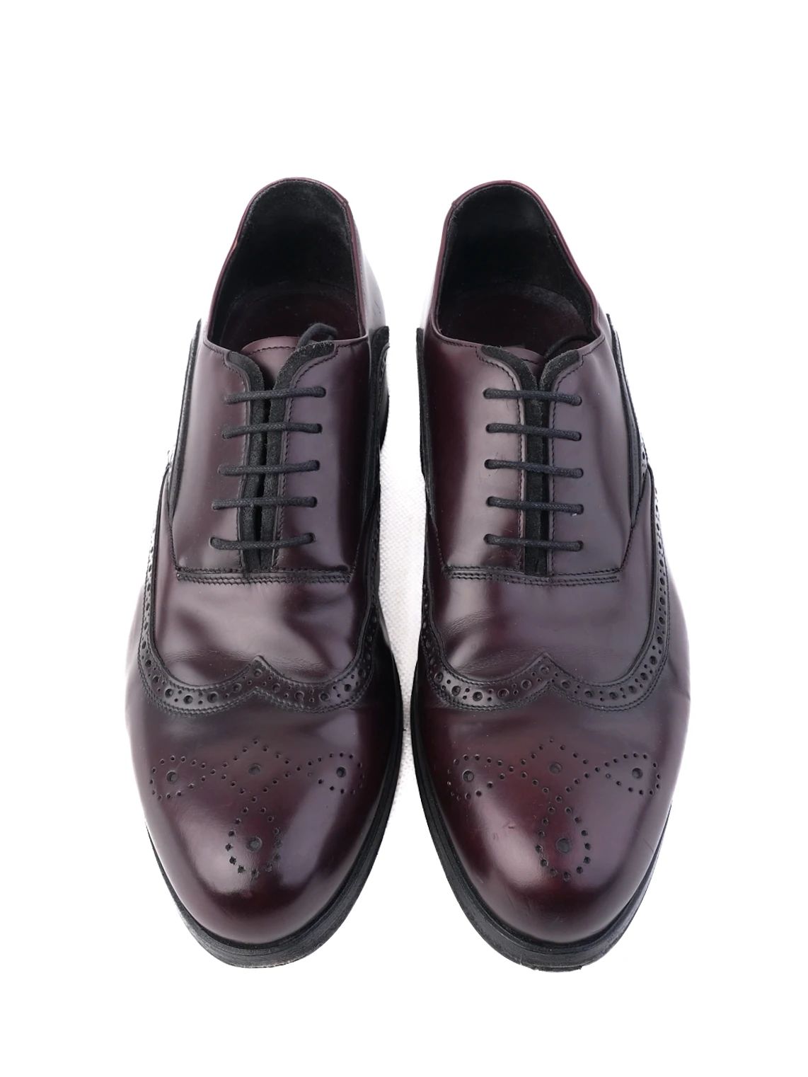 Excellent Prada Black Leather Brogue Shoes Size 40.5 for Men