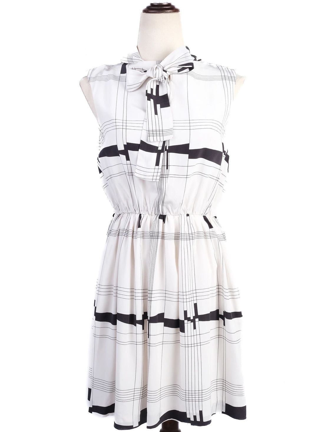 Excellent Milly Silk Sleeveless Dress M Black &amp; White Checkered