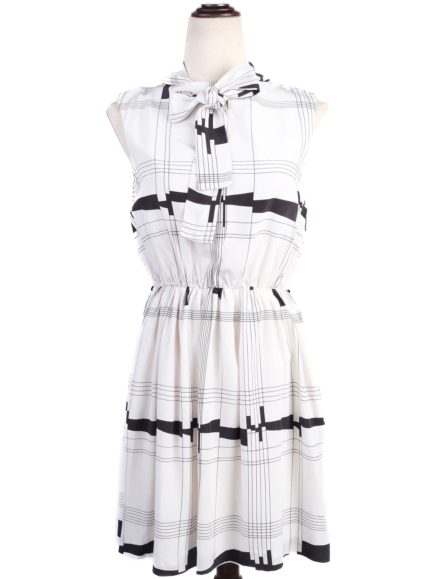 Excellent Milly Silk Sleeveless Dress M Black &amp; White Checkered