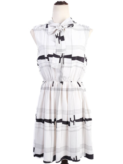 Excellent Milly Silk Sleeveless Dress M Black &amp; White Checkered