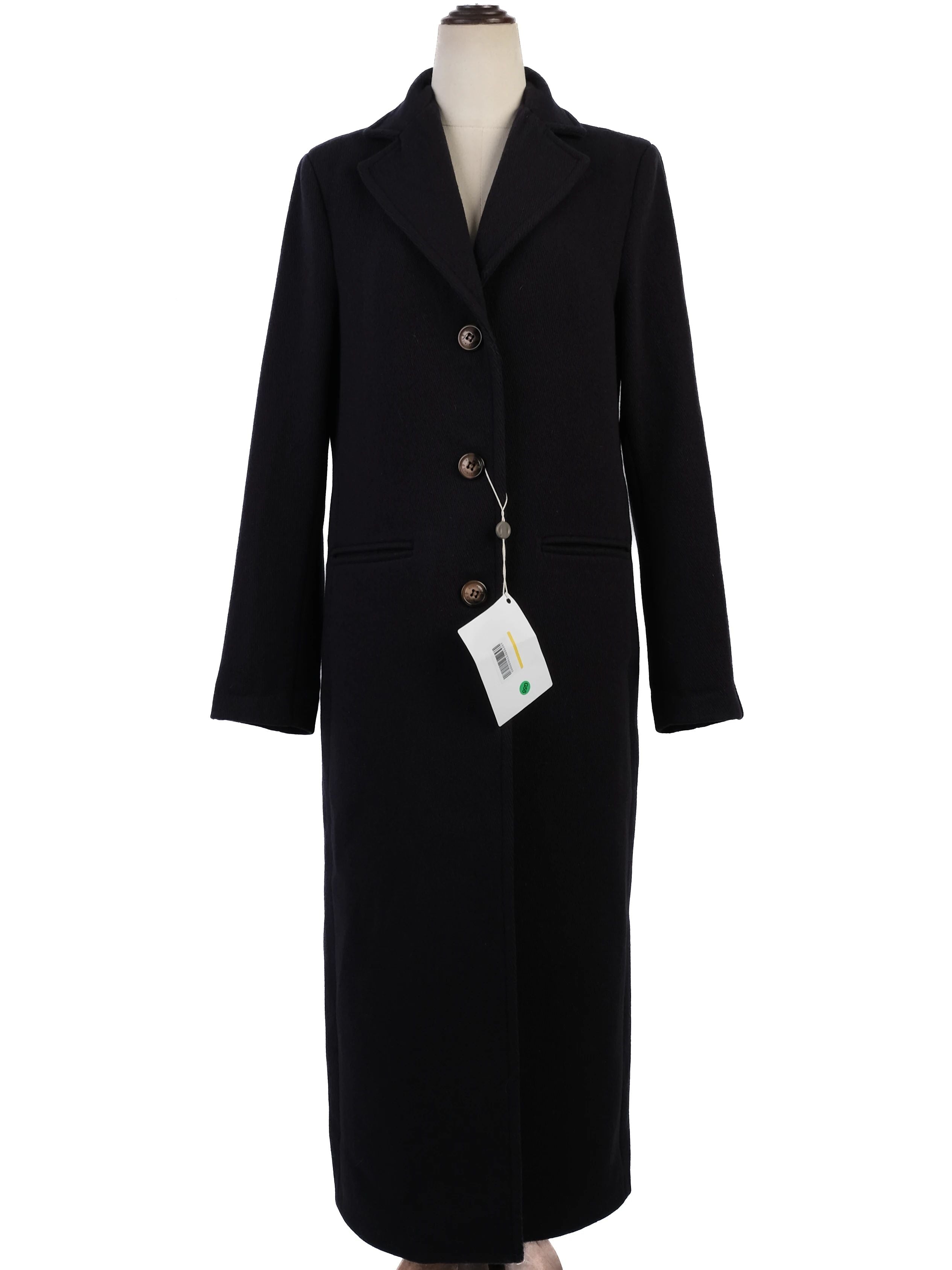 NEW Beatrice B. Long Blue Wool Coat Size S