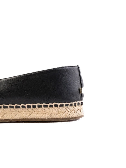 Burberry Black Leather Espadrille Shoes with White Tassel