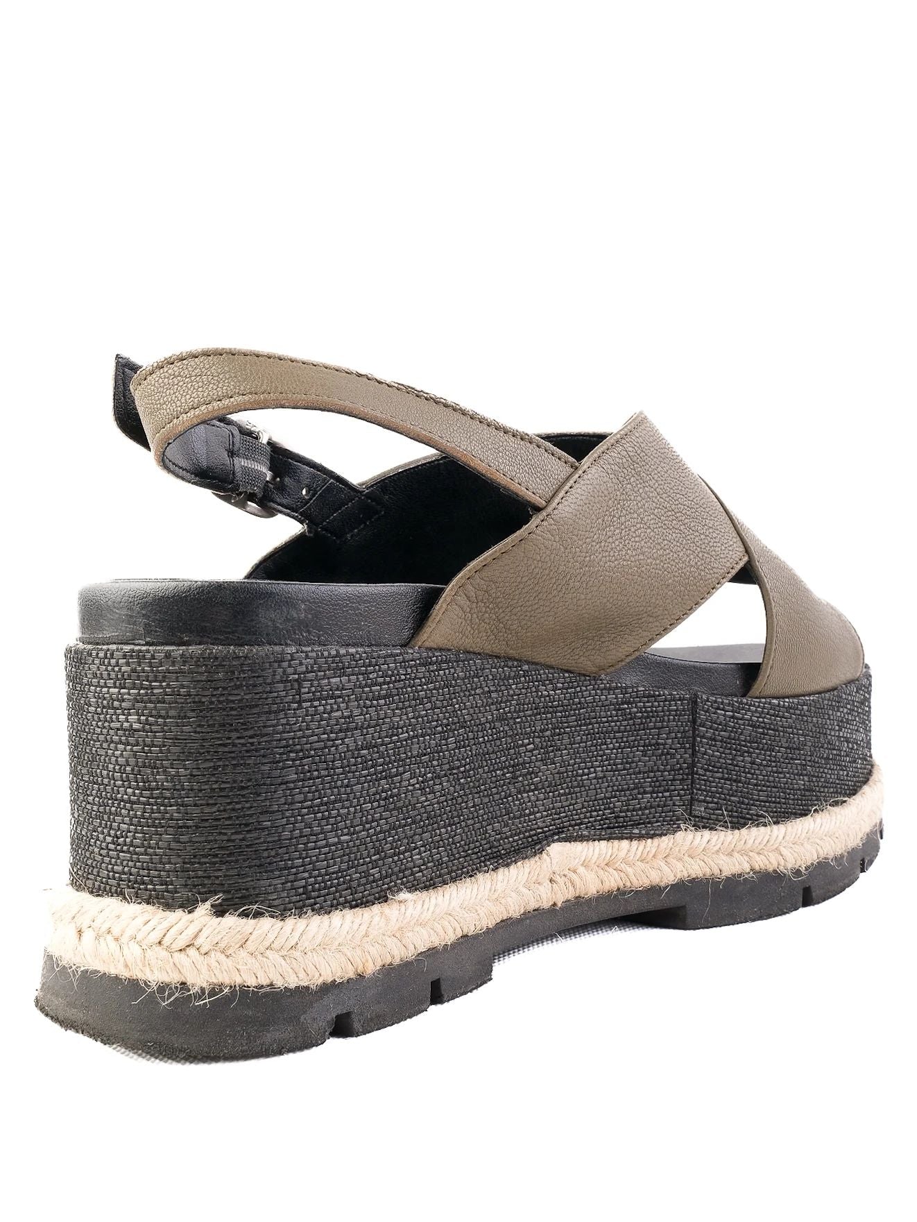 Excellent Jeannot Green Leather Platform Sandals Size 38
