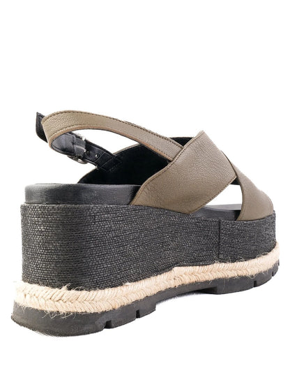 Excellent Jeannot Green Leather Platform Sandals Size 38