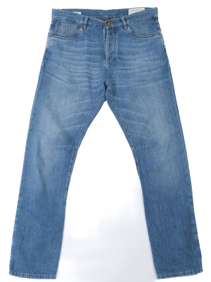 Excellent Brunello Cucinelli Blue Cotton Jeans Leisure Fit Size L