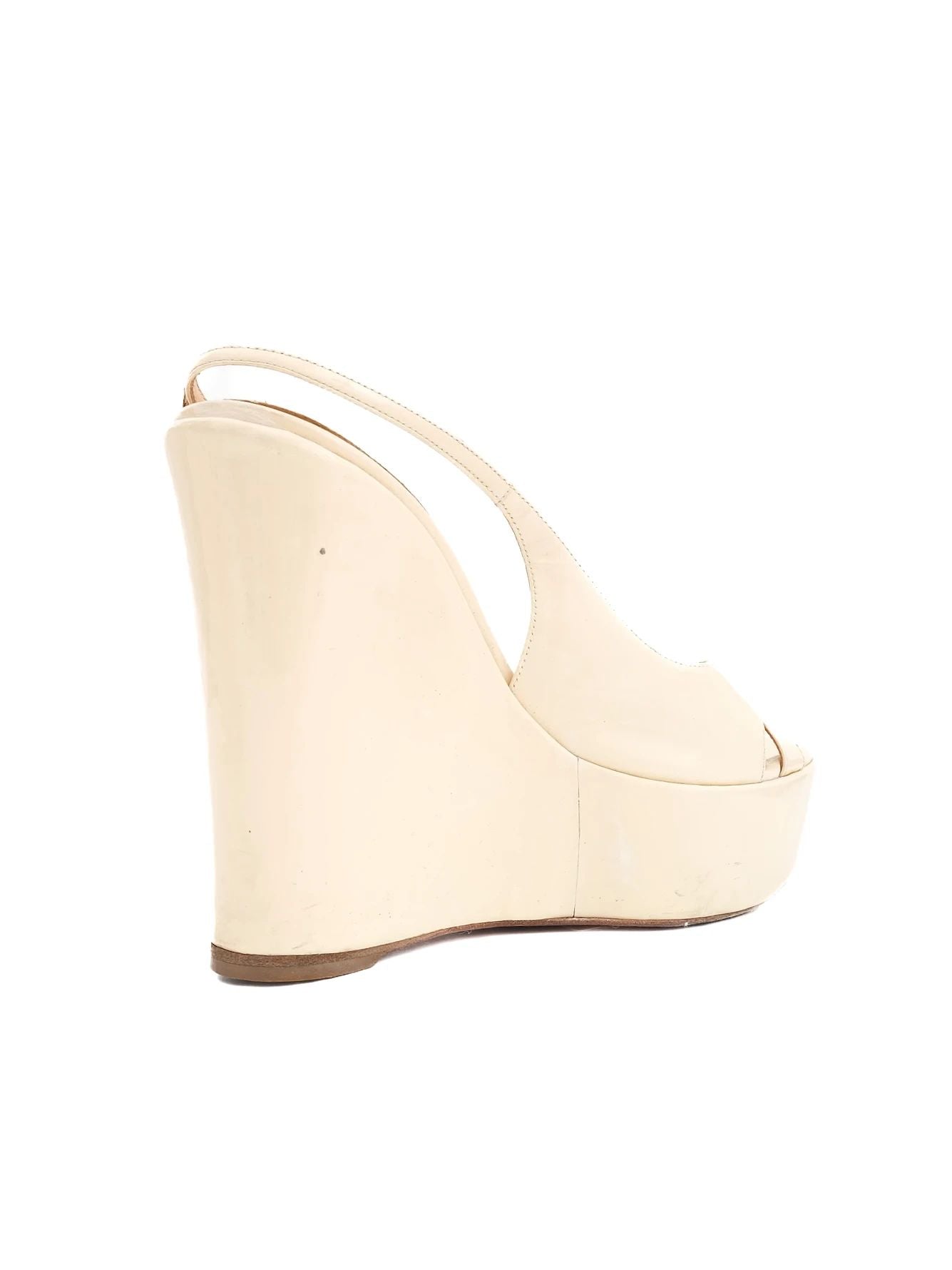 Good Sergio Rossi Yellow Leather Wedge Sandals Size 38 Women