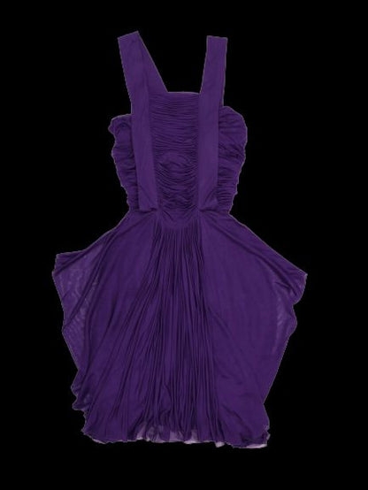 Excellent Yves Saint Laurent Purple Silk Dress with Pleats