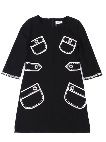 Excellent Moschino Black Dress for Kids Size 12 with Graphic Design