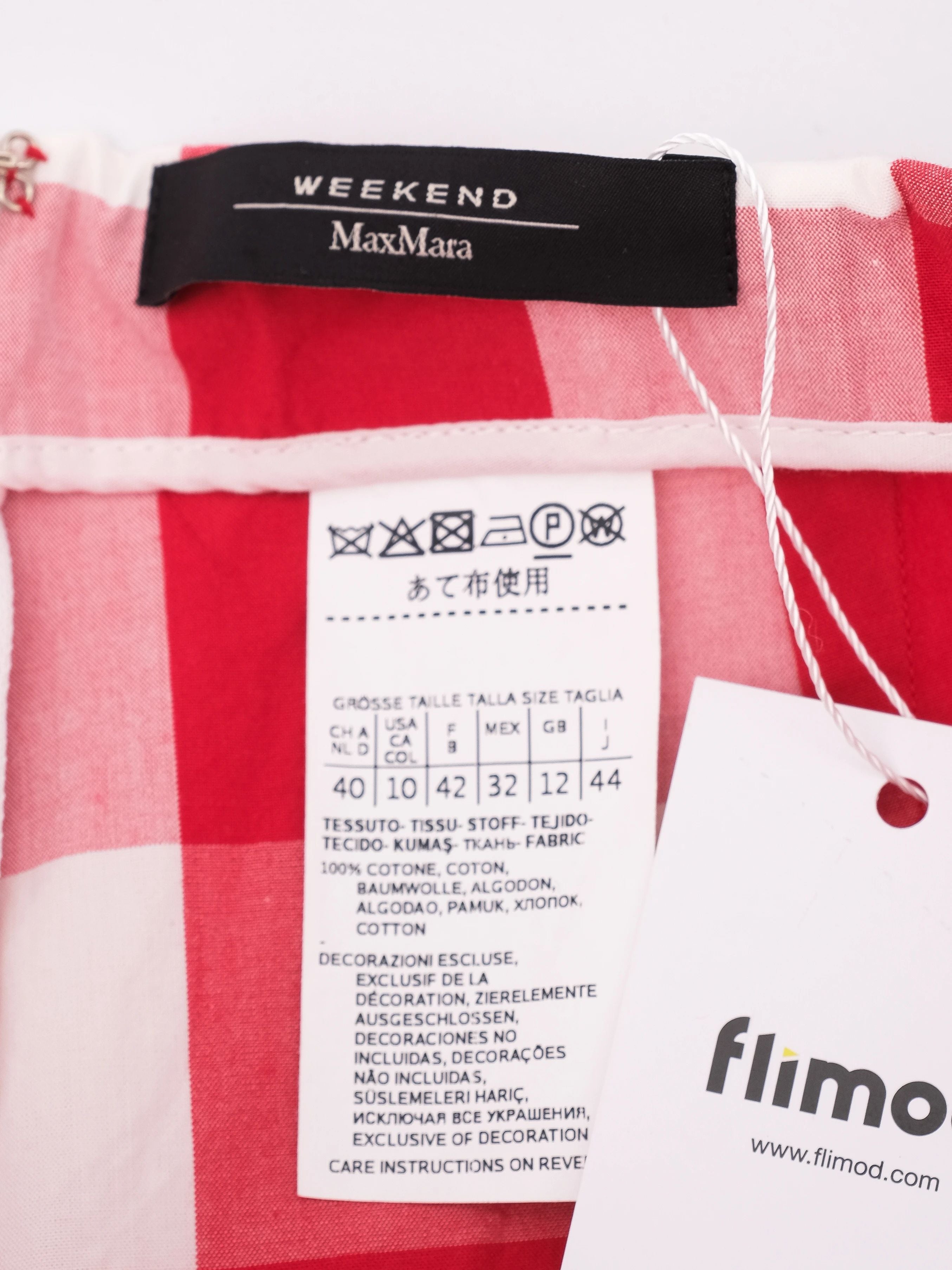 Excellent Weekend MaxMara Red Checkered Wide-Leg Pants Size M