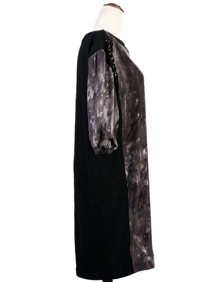 NEW Tsumori Chisato Abstract Silk Dress Size L with Sequins