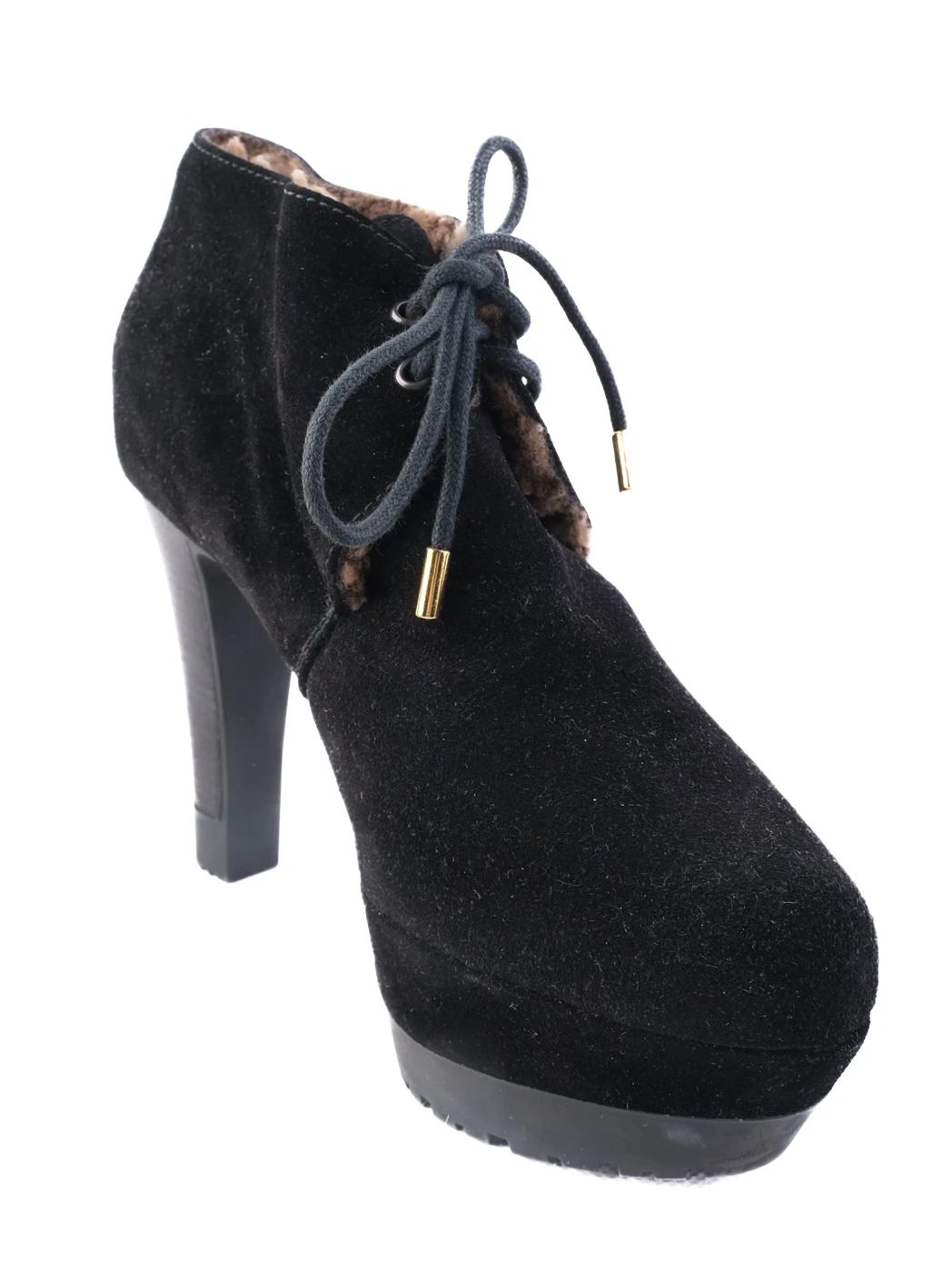 Sergio Rossi Black Genuine Suede High-Heeled Ankle Boots Size 35.5, 37.5