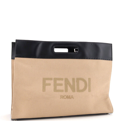 Fendi Cut Out Handle Shopper Tote Canvas Large