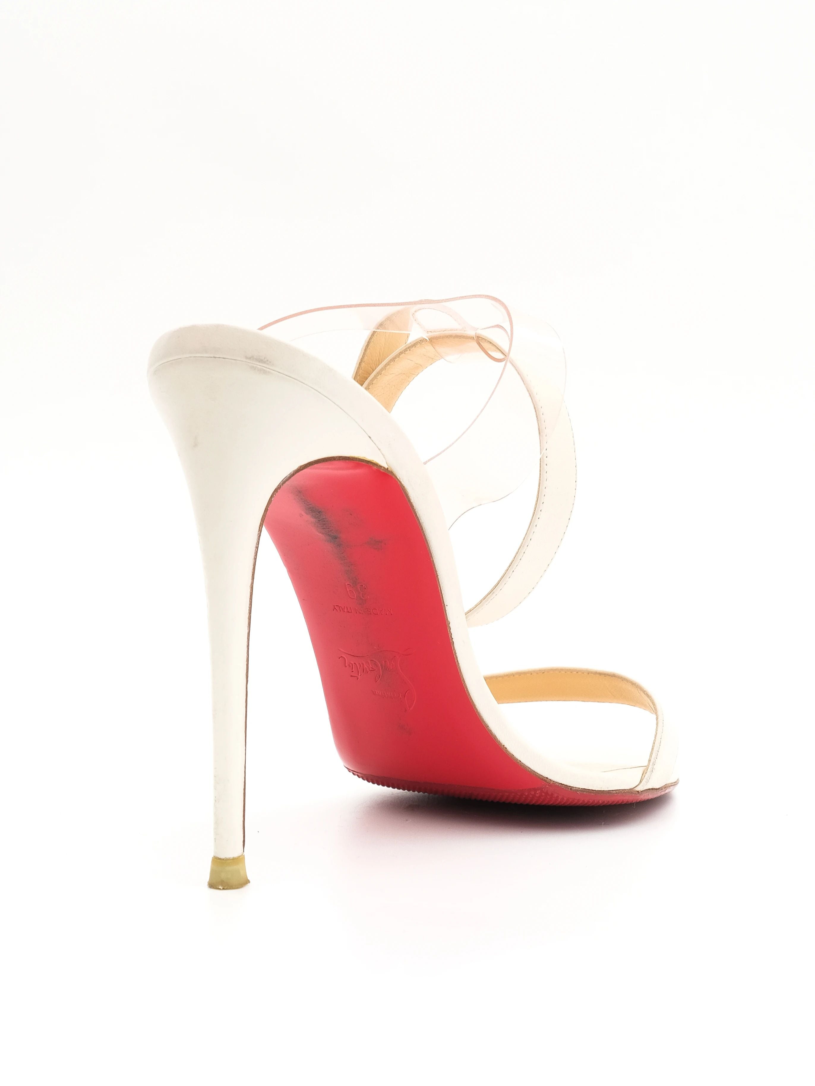 Christian Louboutin White Leather High-Heeled Sandals Size 38