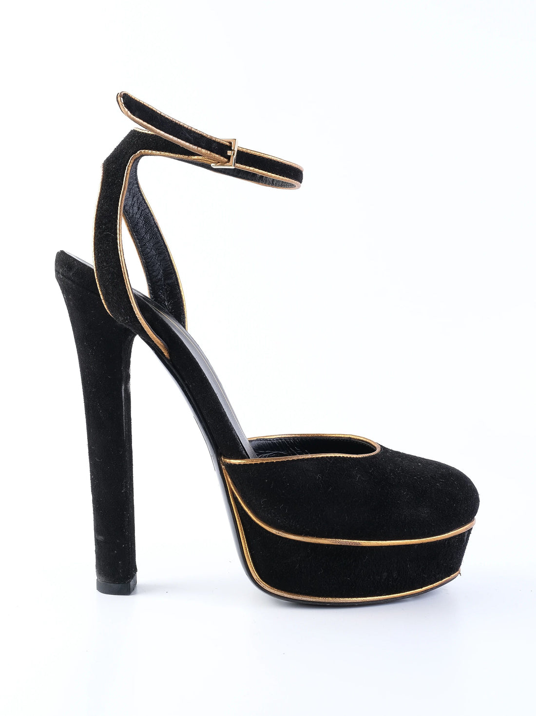 Excellent Gucci Black Genuine Suede Platform High-Heels Size 35
