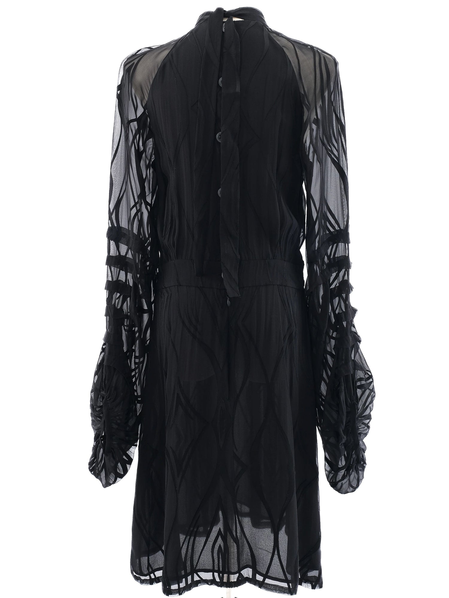Excellent Barbara Bui Black Sheer Dress Size M with Long Sleeves