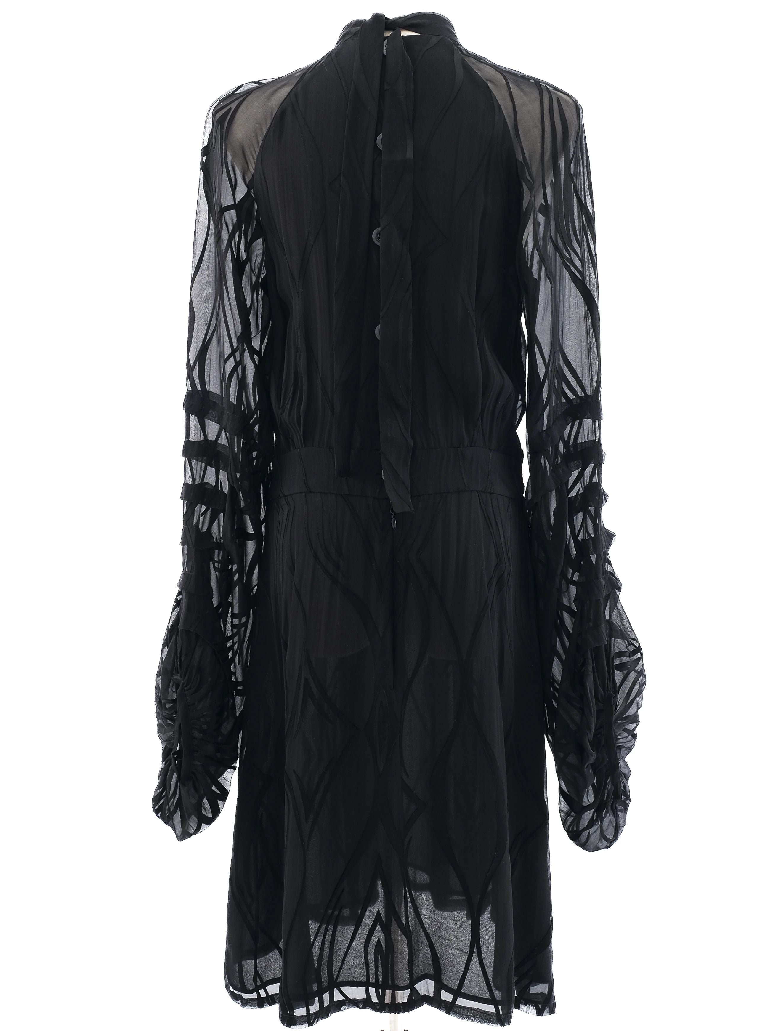 Excellent Barbara Bui Black Sheer Dress Size M with Long Sleeves
