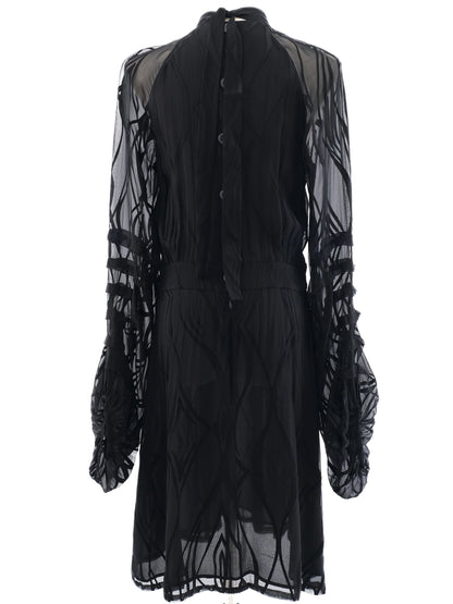 Excellent Barbara Bui Black Sheer Dress Size M with Long Sleeves