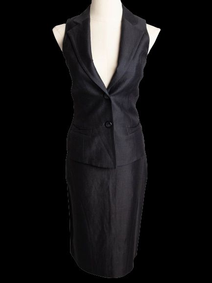 Good Ted Baker Black Sleeveless Two-Piece Outfit Vest &amp; Skirt