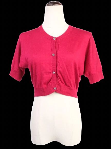 Excellent Dolce Gabbana Red Silk Cropped Cardigan Size XS