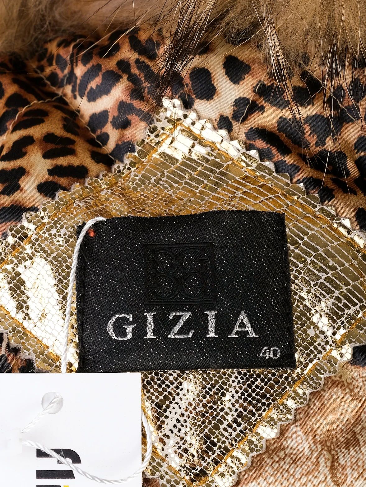 Excellent Gizia Orange Fur Jacket XS with Floral Embroidery