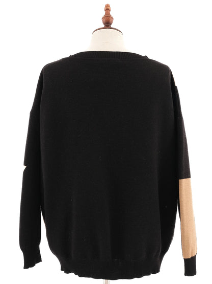 Excellent Liviana Conti Black Wool Sweater Size M Geometric Pattern