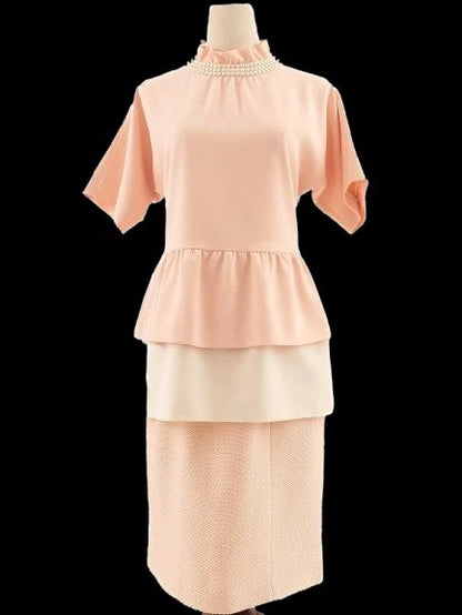 Excellent Moschino Pink Peplum Top &amp; Pencil Skirt Set Size M