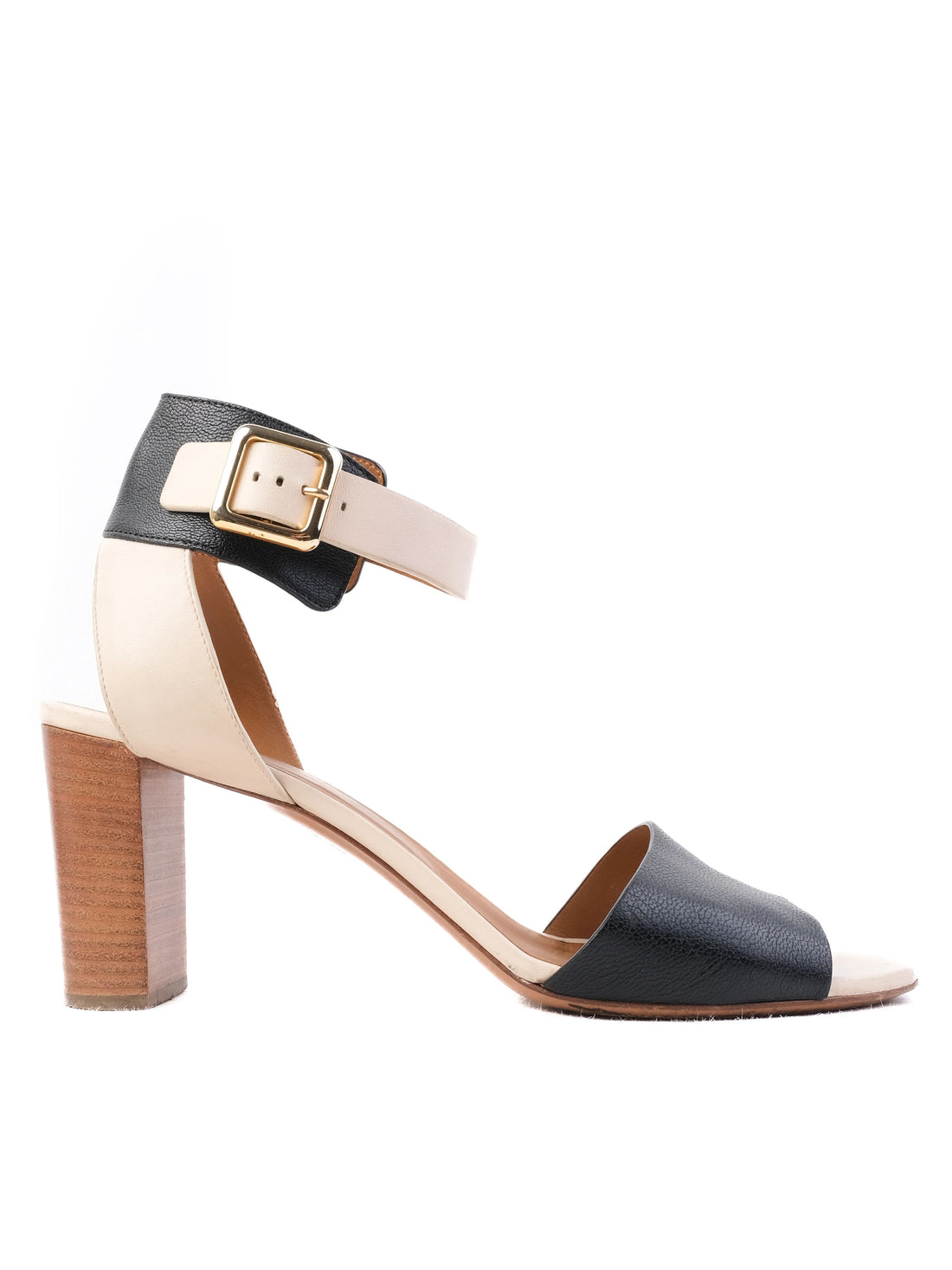 Chloe High-Heeled Sandals Leather Size 41.5 Two-Tone Black Beige