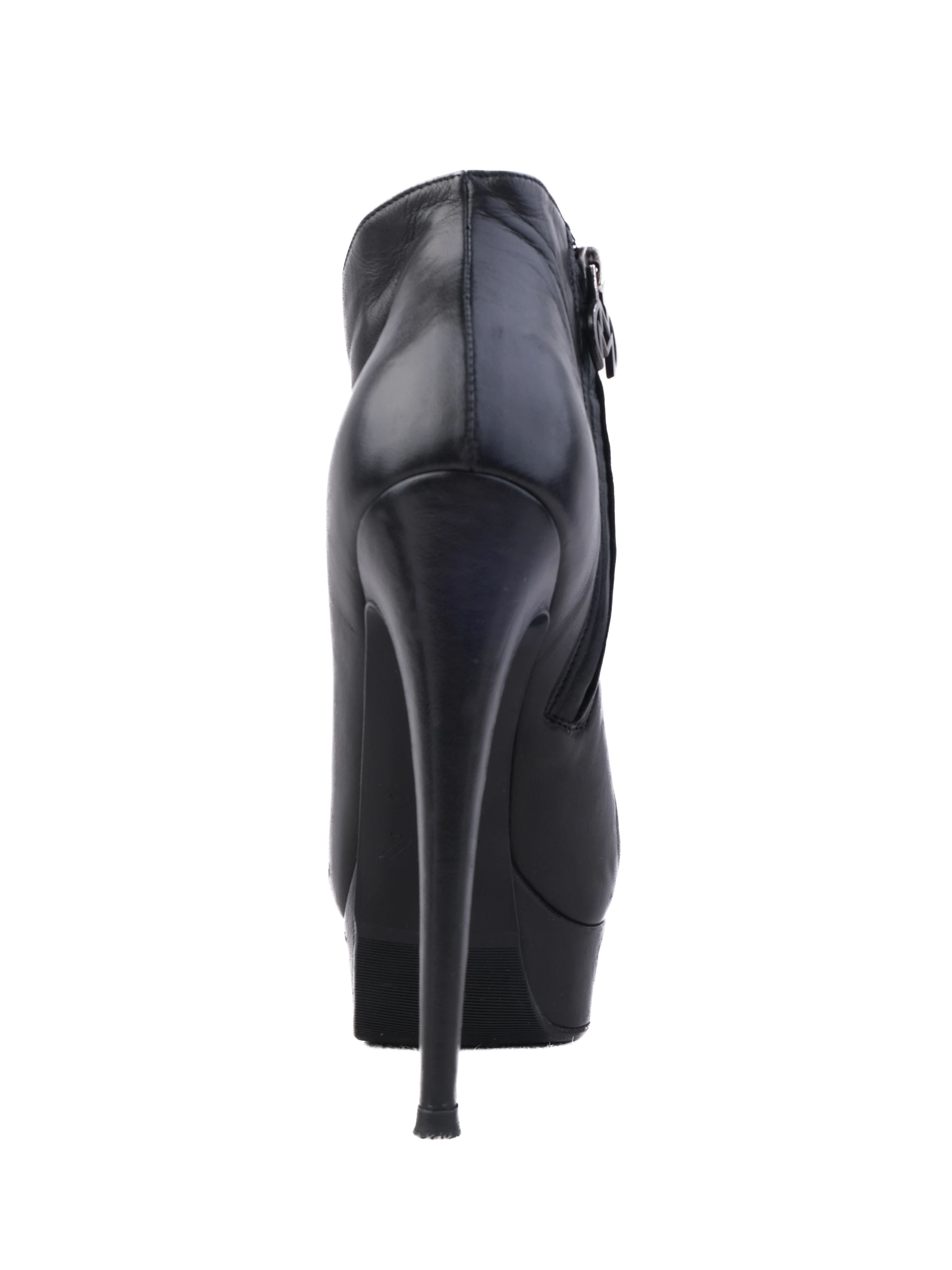 Excellent Nando Muzi Black Leather Ankle Boots Size 36