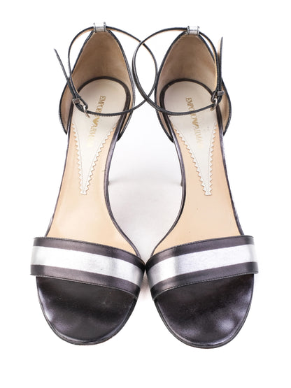 Excellent Emporio Armani Black Leather High-Heeled Sandals Size 41