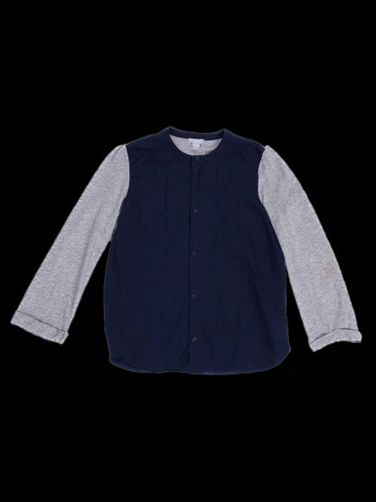 Excellent Cos Long-Sleeved Shirt Navy Blue &amp; Gray Size 8 for Kids