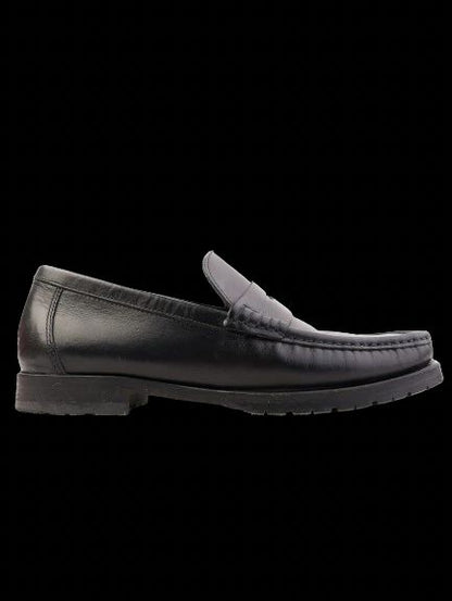 Excellent A.Testoni Black Leather Loafers Size 40 for Men