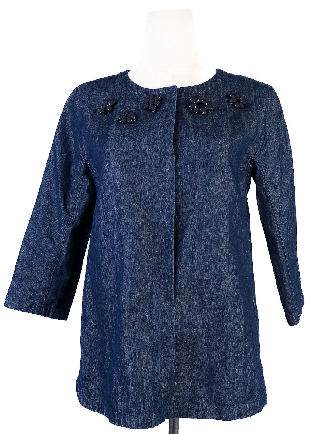 Max Mara Blue Denim Jacket with Embellishments Size S Excellent