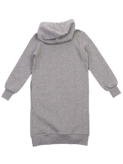 NEW Kenzo Kids Gray Hoodie Dress with Embroidered Tiger Design Size 13