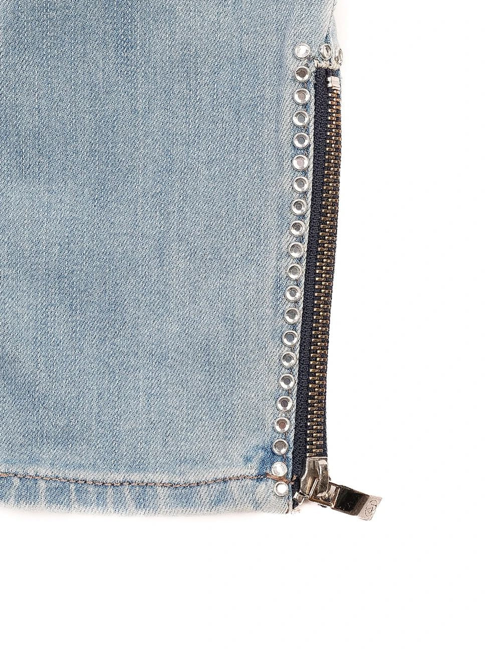 Excellent Armani Jeans Blue Cotton Denim Size S with Zipper Details