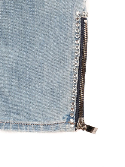 Excellent Armani Jeans Blue Cotton Denim Size S with Zipper Details