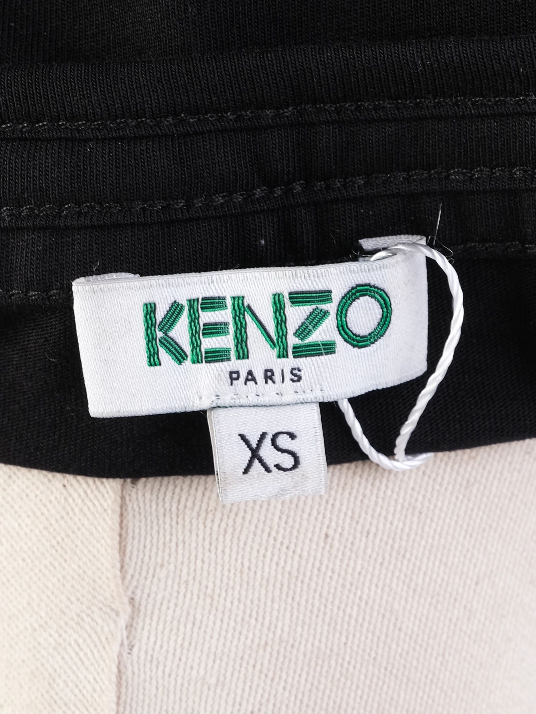 Excellent Kenzo Black Cotton T-Shirt with Colorful Floral Design, XS